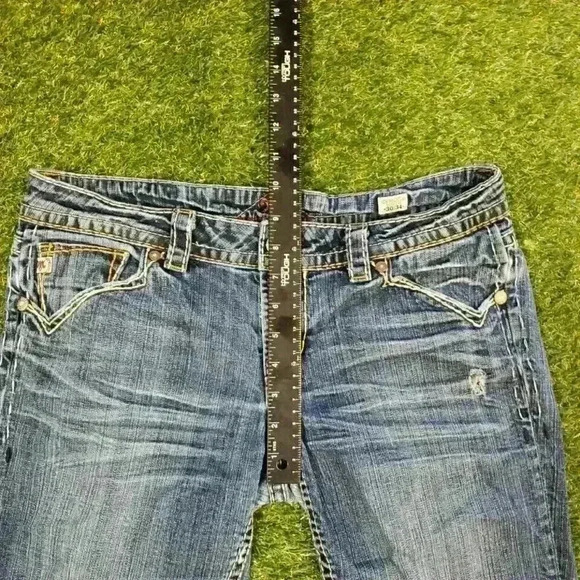 MEK DENIM USA Mykonos Distressed Blue Straight Leg Denim Short 30w - Picture 9 of 11